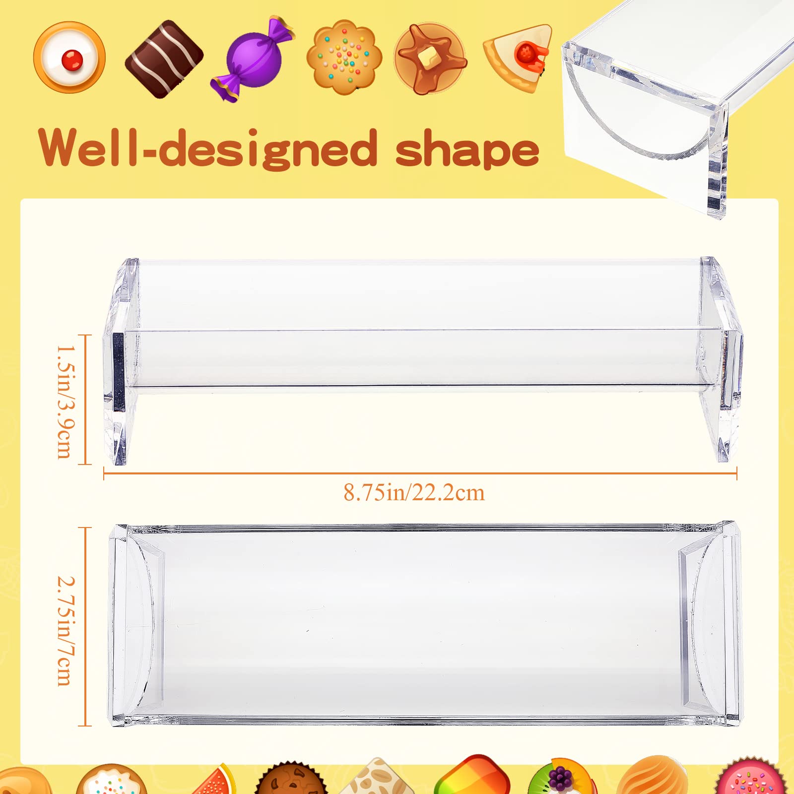 Chunful 4 Pcs Clear Cracker Tray For Serving Rectangular Cracker Holder Acrylic Serving Tray Food Display Stands For Party Biscu